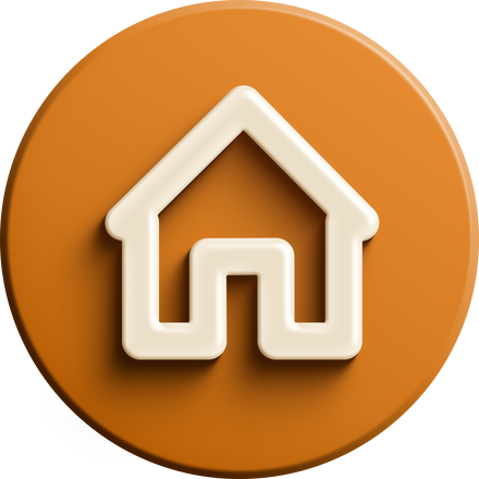 Orange round 3D home icon