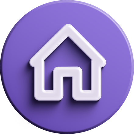 Purple round 3D home icon