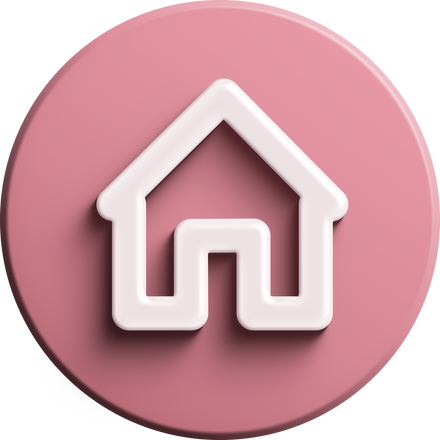 Pink round 3D home icon