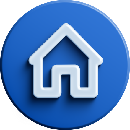 Blue round 3D home icon